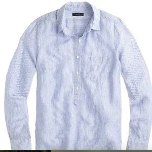 J Crew Linen Quarter Button Up Blouse